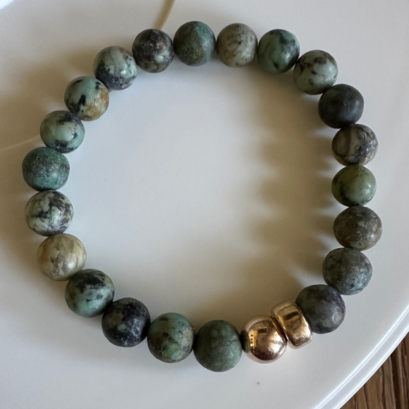 8mm Matte African Jasper Stretch Bracelet w/ 14k Gold & Rose Gold Filled Spacers - Picture 5 of 6